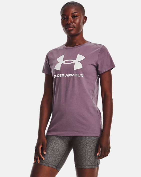 เสื้อแขนสั้น UA Sportstyle Graphic สำหรับผู้หญิง in Purple image number 0
